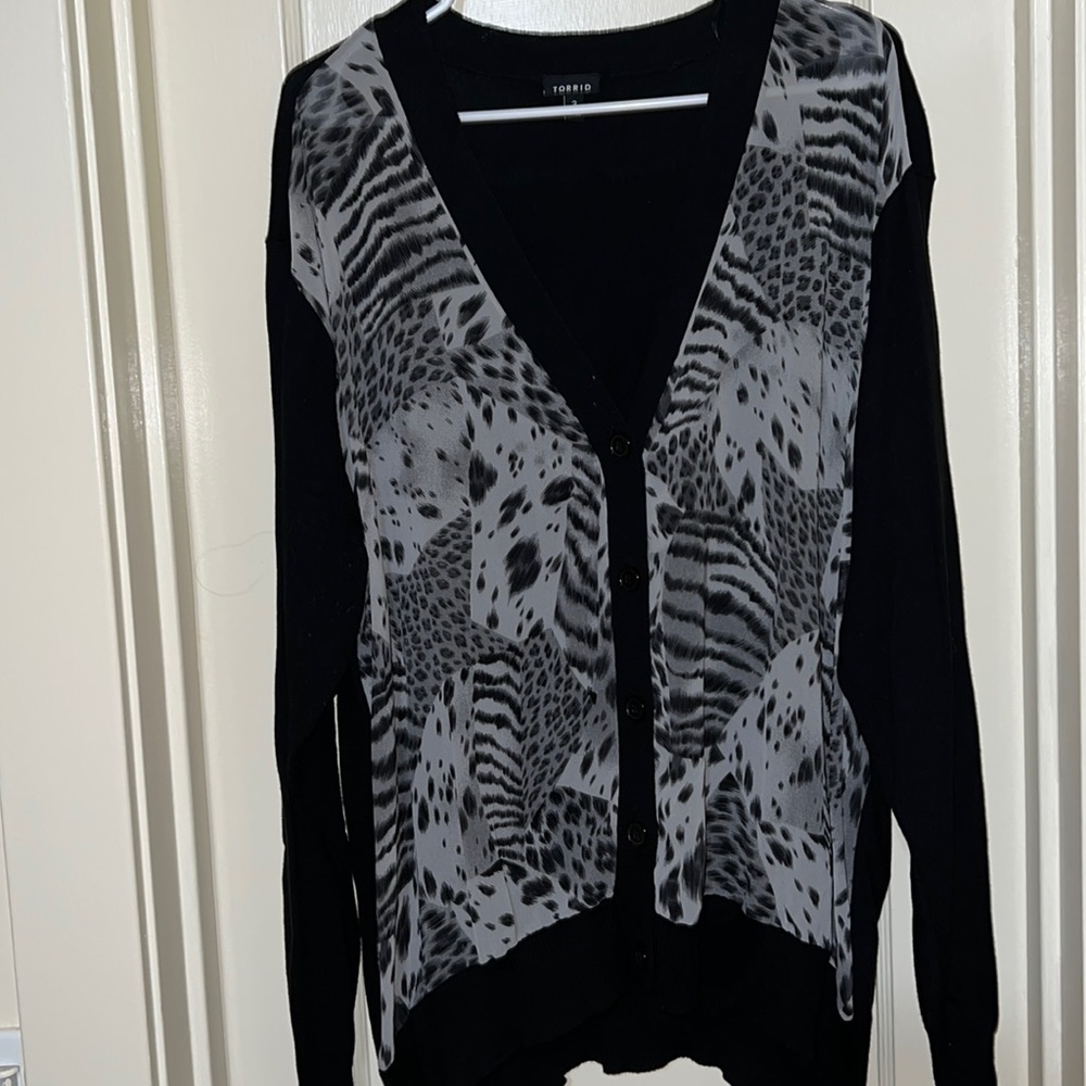 Torrid Button Up Sweater With Sheer Front Size 3 - image 1